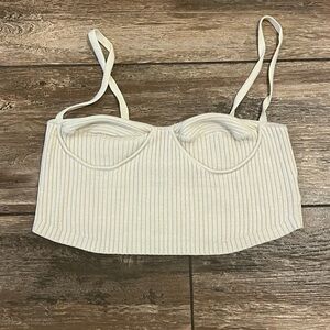 urban outfitters cream ribbed bustier crop top